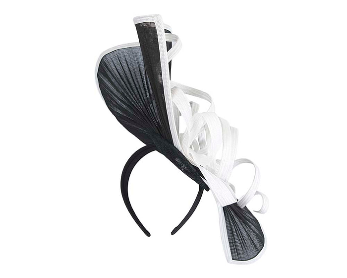 Large black & white jinsin racing fascinator by Fillies Collection - Hats From OZ