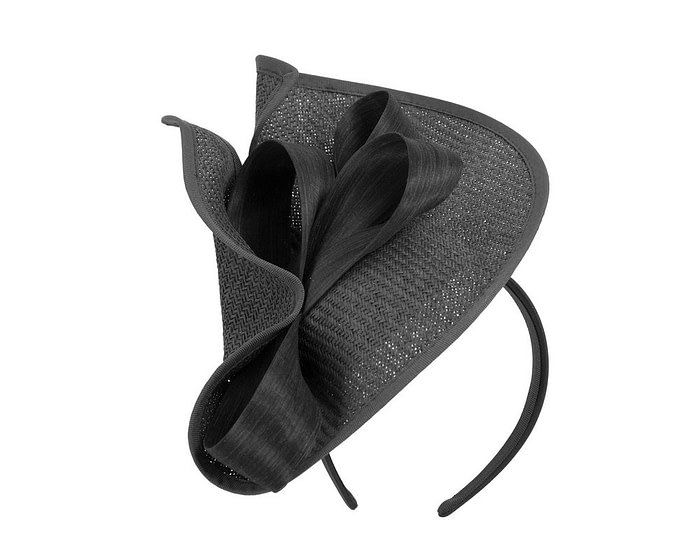 Large black Fillies Collection racing fascinator with bow - Hats From OZ
