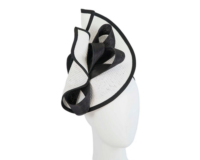 Large white & black Fillies Collection racing fascinator with bow - Hats From OZ