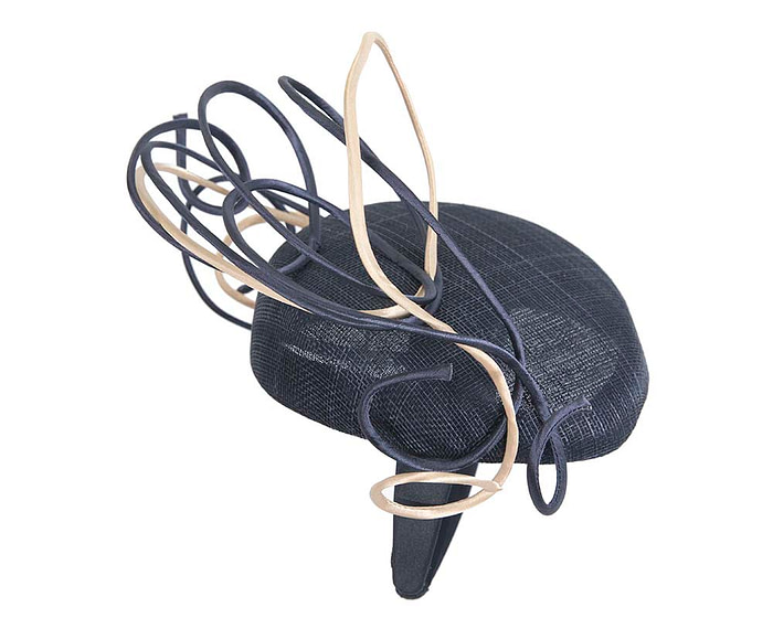 Designers navy & nude pillbox fascinator by Fillies Collection - Hats From OZ