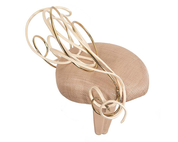 Designers nude & gold pillbox fascinator by Fillies Collection - Hats From OZ