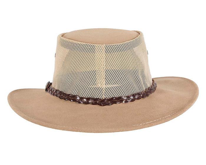 Beige Sand Australian Suede Leather Cooler Jacaru Hat - Hats From OZ