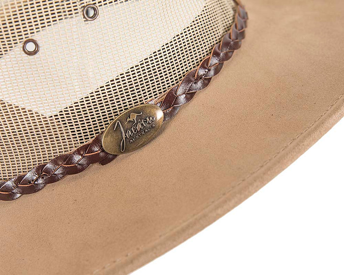 Beige Sand Australian Suede Leather Cooler Jacaru Hat - Hats From OZ
