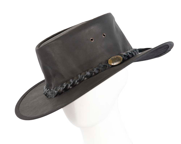 Black Australian Buffalo Leather Bush Outback Jacaru Hat - Hats From OZ