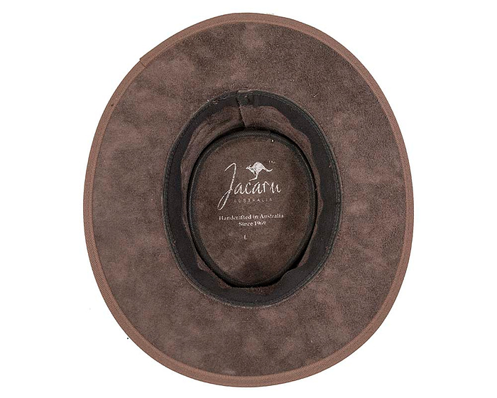 Brown Australian Buffalo Leather Bush Outback Jacaru Hat - Hats From OZ