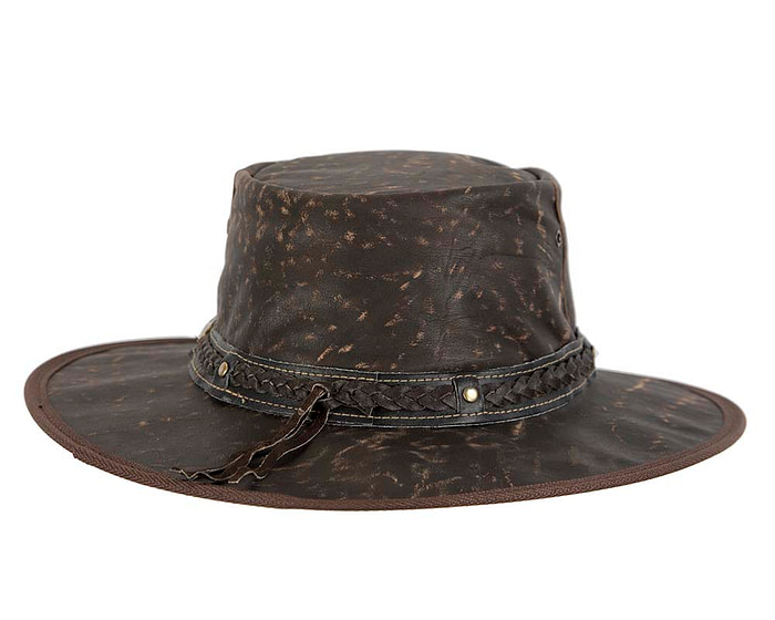 Brown Australian Kangaroo Leather Crushable Outback Jacaru Hat - Hats From OZ
