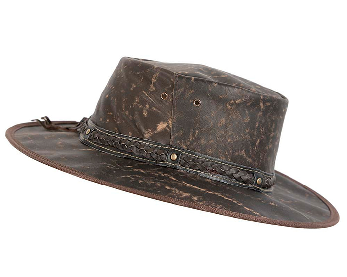 Brown Australian Kangaroo Leather Crushable Outback Jacaru Hat - Hats From OZ