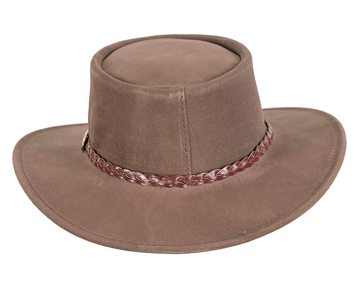 Brown Australian Leather Bush Outback Jacaru Hat - Hats From OZ