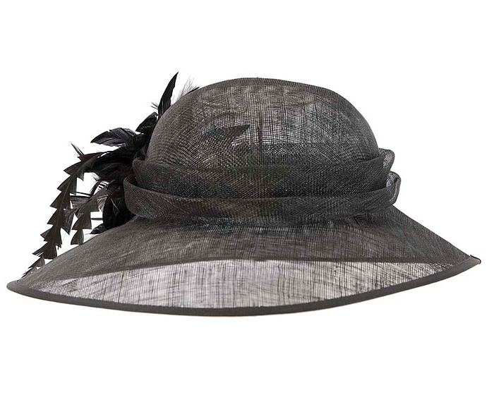 Large black racing hat by Cupids Millinery Melbourne - Hats From OZ