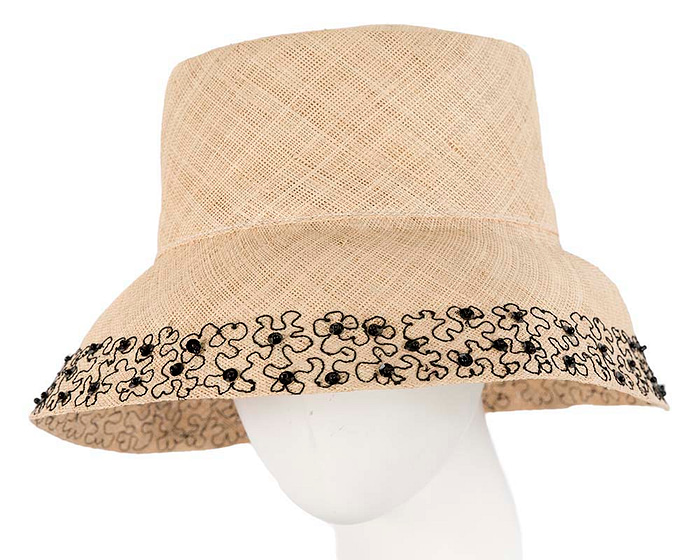 Summer sun bucket hat with black embroidery - Hats From OZ