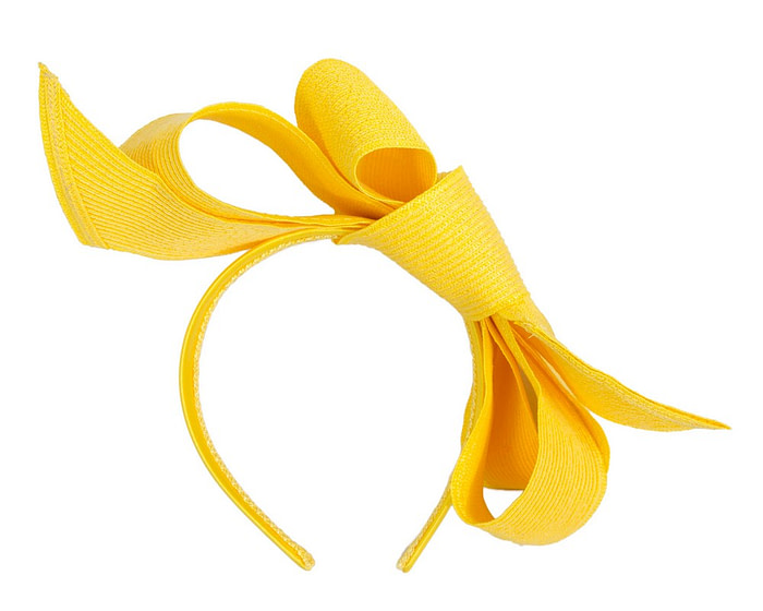 Large yellow bow racing fascinator by Max Alexander - Hats From OZ