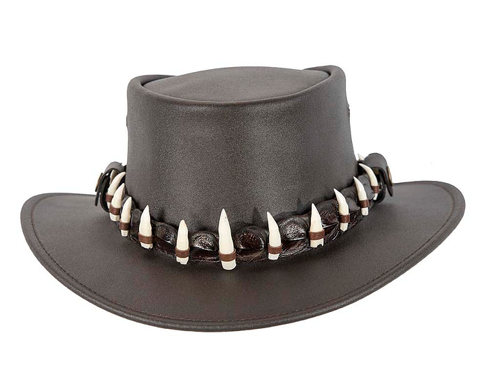 Australian Leather Outback Jacaru Hat with 15 Crосоdile Teeth - Hats From OZ