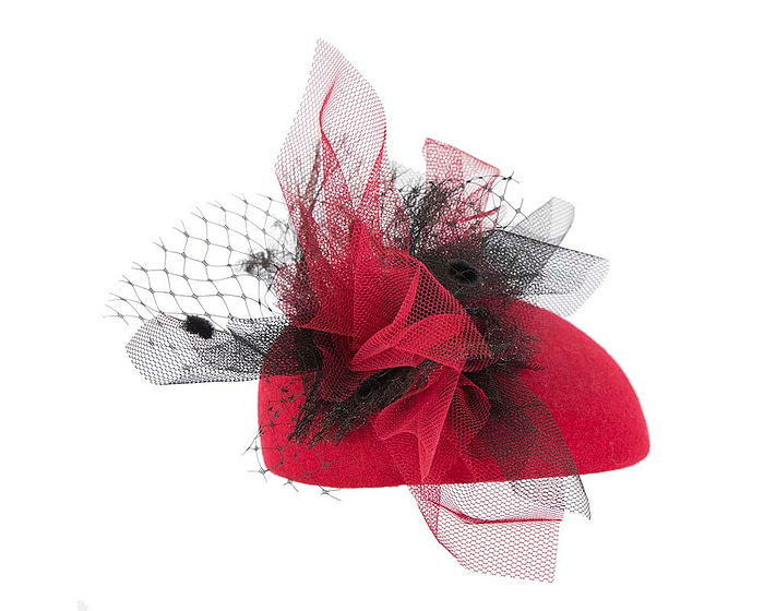 Red winter racing pillbox by Fillies Collection - Hats From OZ