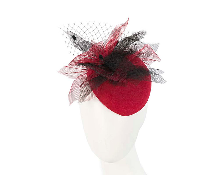 Red winter racing pillbox by Fillies Collection - Hats From OZ