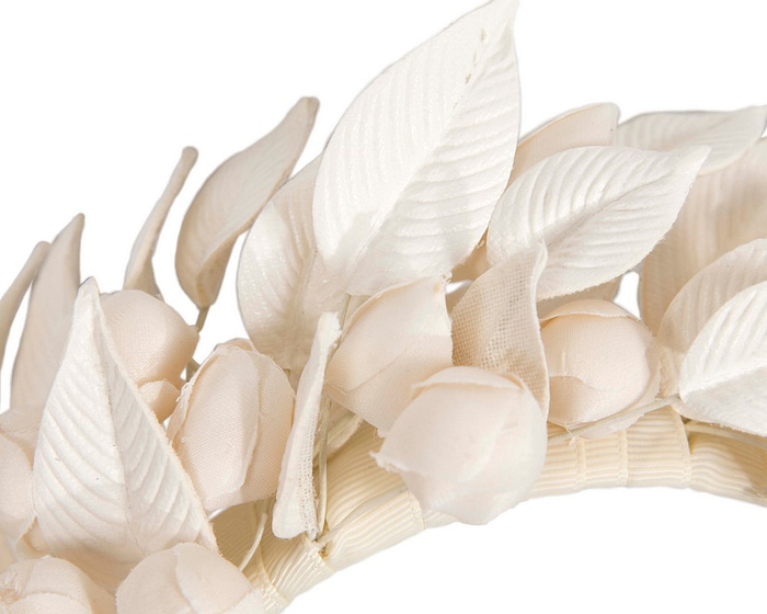 Cream sculptured leather flower headband fascinator by Max Alexander - Hats From OZ