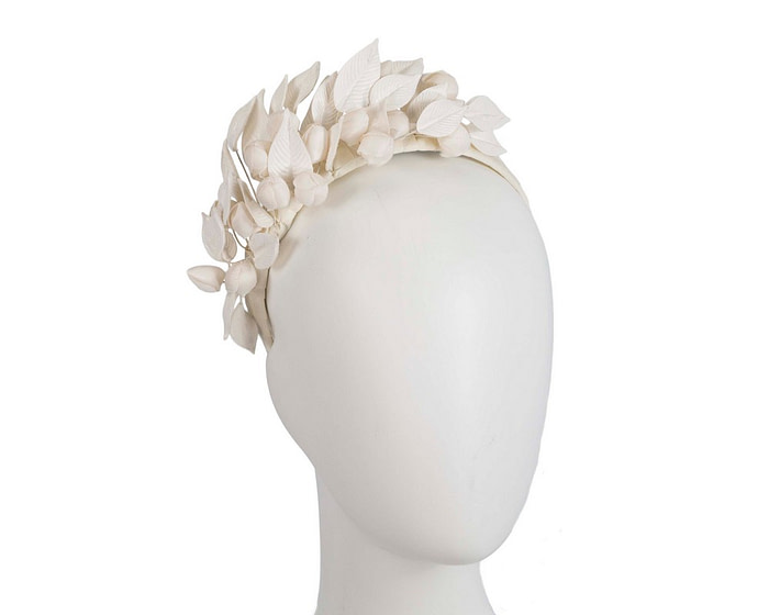 Cream sculptured leather flower headband fascinator by Max Alexander - Hats From OZ