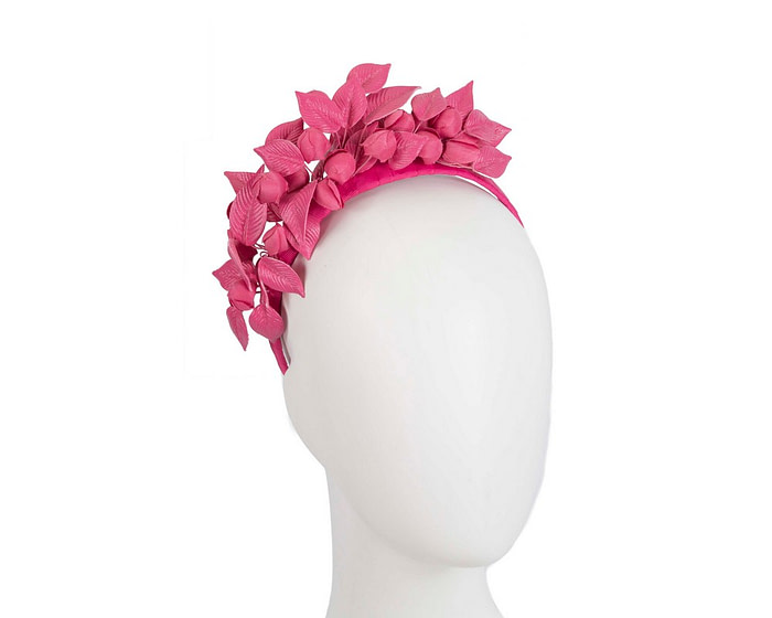 Fuchsia sculptured leather flower headband fascinator by Max Alexander - Hats From OZ