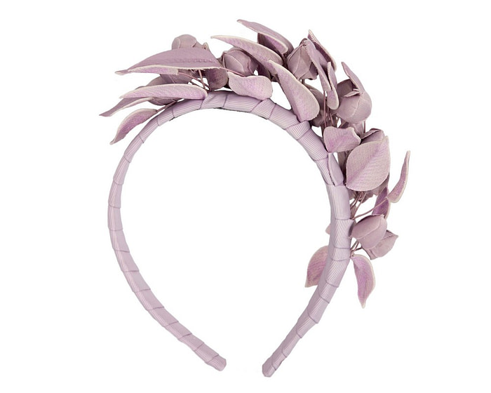 Lilac sculptured leather flower headband fascinator by Max Alexander - Hats From OZ