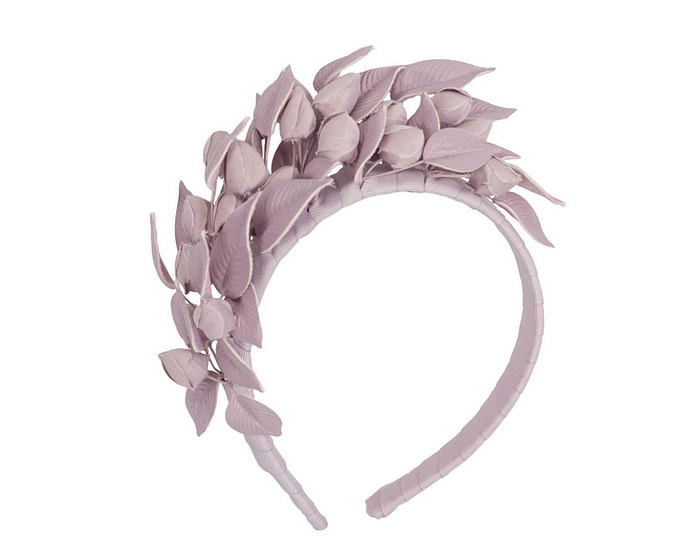 Lilac sculptured leather flower headband fascinator by Max Alexander - Hats From OZ