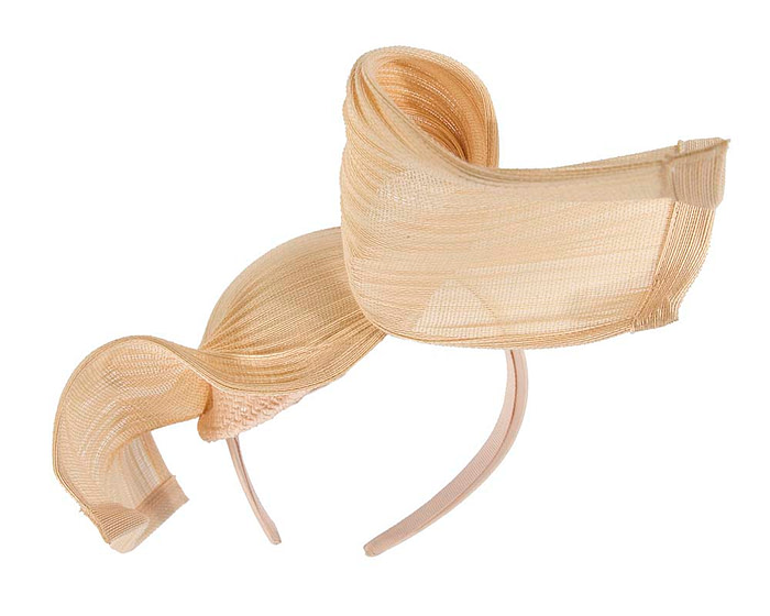 Large nude bespoke Jinsin racing fascinator by Fillies Collection - Hats From OZ