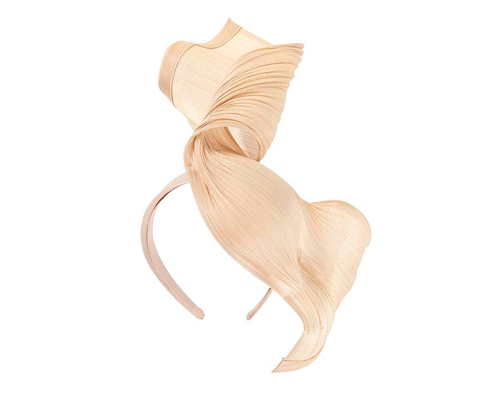 Large nude bespoke Jinsin racing fascinator by Fillies Collection - Hats From OZ