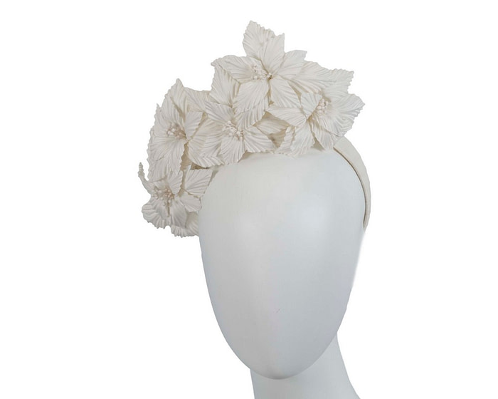 Cream sculptured flower headband fascinator by Fillies Collection - Hats From OZ