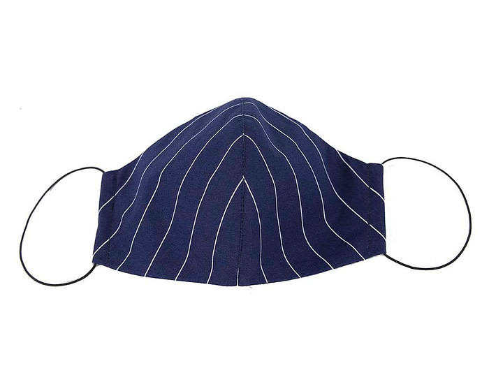 Comfortable re-usable navy cotton face mask with stripes - Hats From OZ