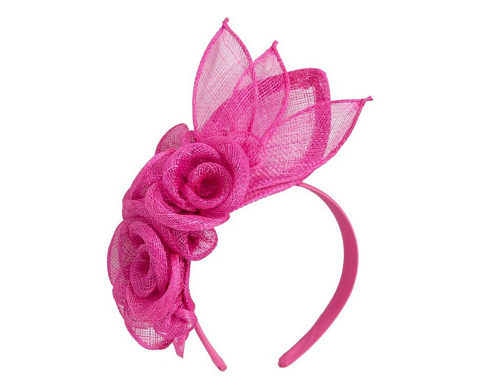 Large fuchsia sinamay flower fascinator by Max Alexander - Hats From OZ