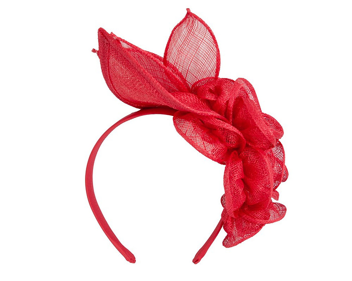 Large red sinamay flower fascinator by Max Alexander - Hats From OZ