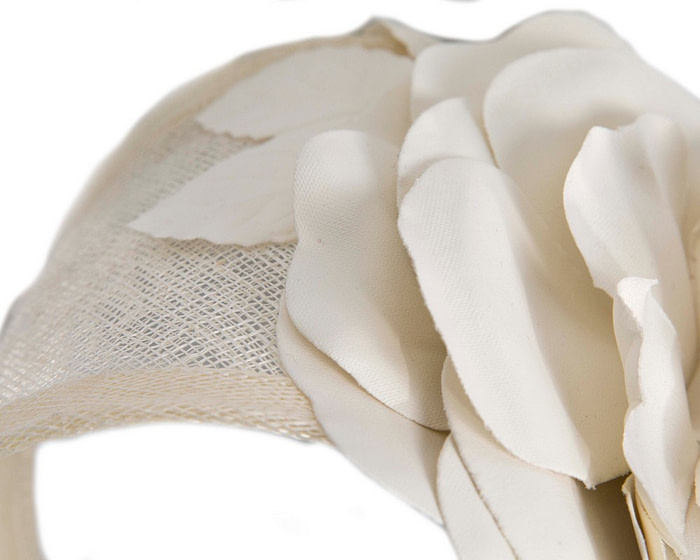 Wide cream leather rose headband fascinator by Max Alexander - Hats From OZ