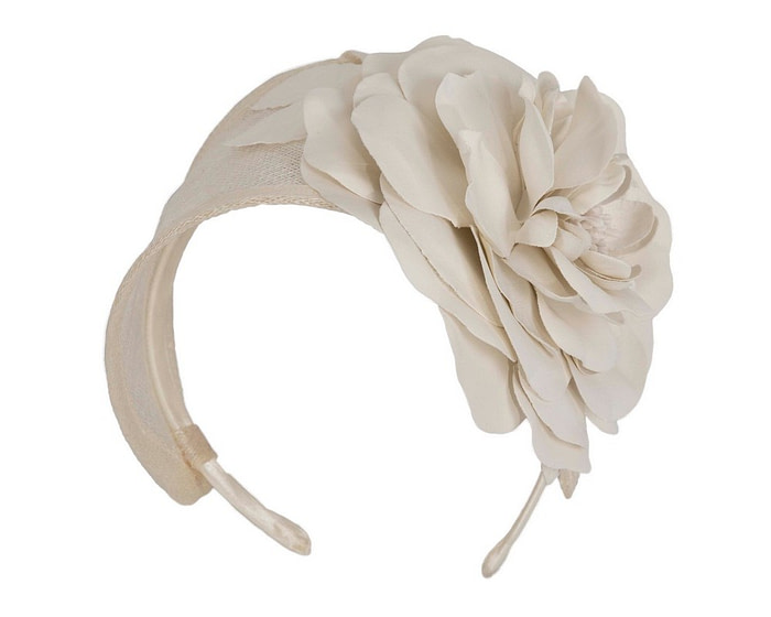 Wide cream leather rose headband fascinator by Max Alexander - Hats From OZ