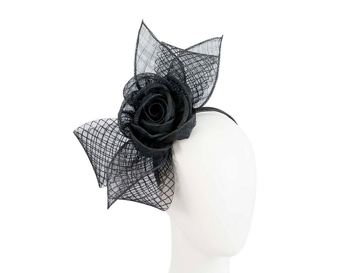 Large black sinamay bow racing fascinator by Max Alexander - Hats From OZ