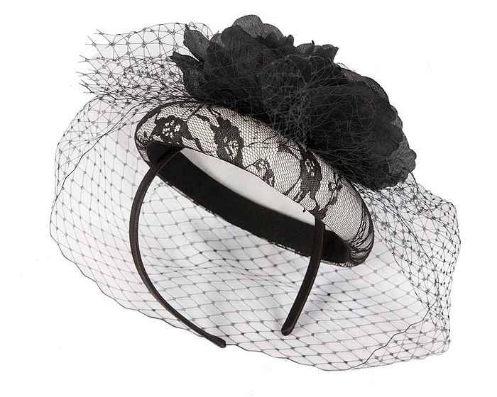 Black & White fascinator with veil by Cupids Millinery Melbourne - Hats From OZ