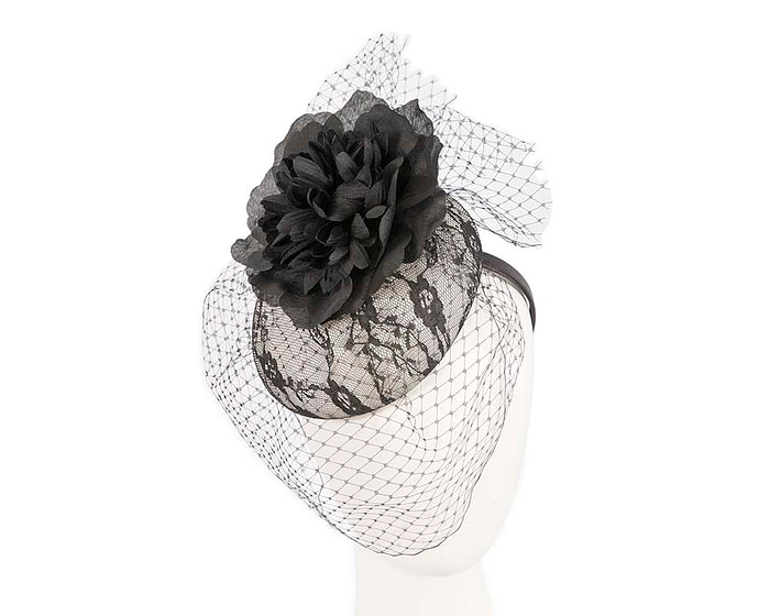 Black & White fascinator with veil by Cupids Millinery Melbourne - Hats From OZ