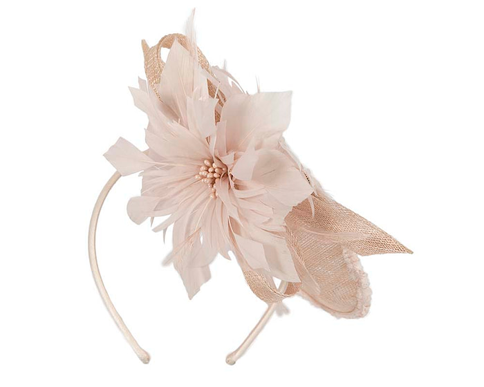 Blush plate fascinator with flower by Cupids Millinery - Hats From OZ