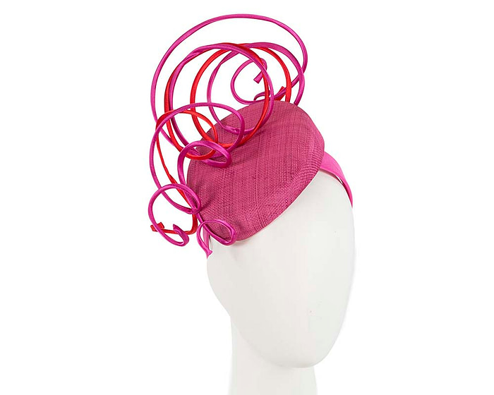Designers fuchsia and red pillbox fascinator by Fillies Collection - Hats From OZ