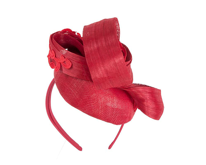 Stunning red pillbox fascinator with lace by Fillies Collection - Hats From OZ