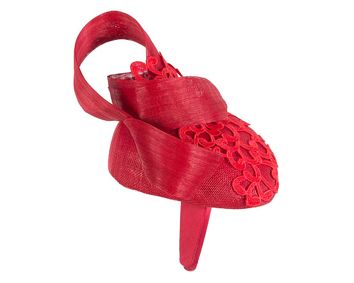Stunning red pillbox fascinator with lace by Fillies Collection - Hats From OZ