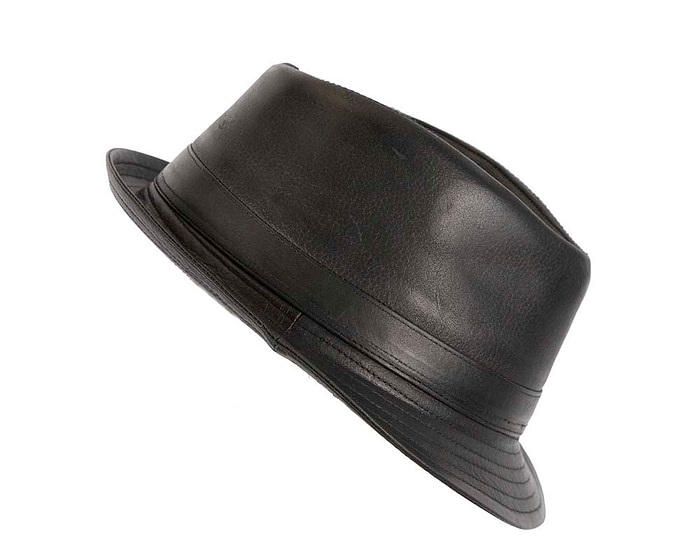 Black Kangaroo Leather Trilby Short Brim Fedora Hat - Hats From OZ