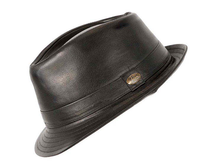 Black Kangaroo Leather Trilby Short Brim Fedora Hat - Hats From OZ