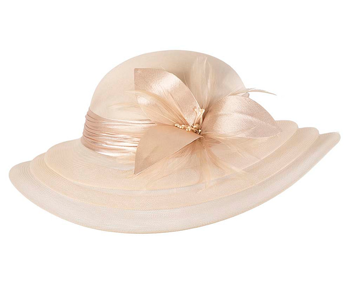Champagne gold custom made mother of the bride hat - Hats From OZ
