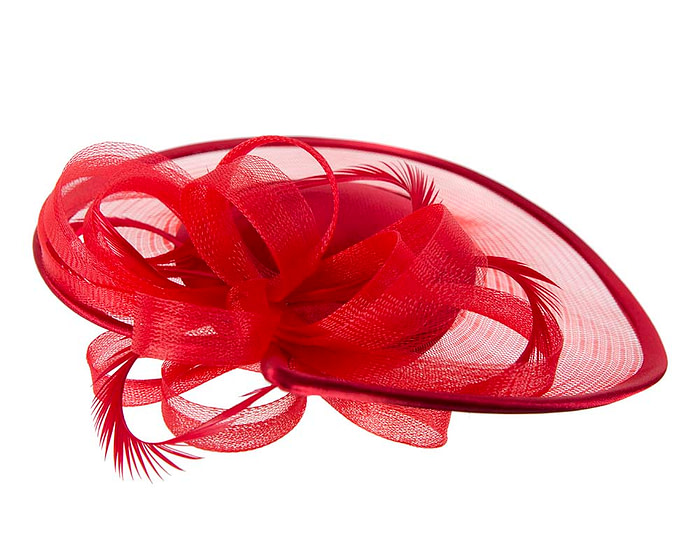Custom made red pillbox hat with feathers - Hats From OZ