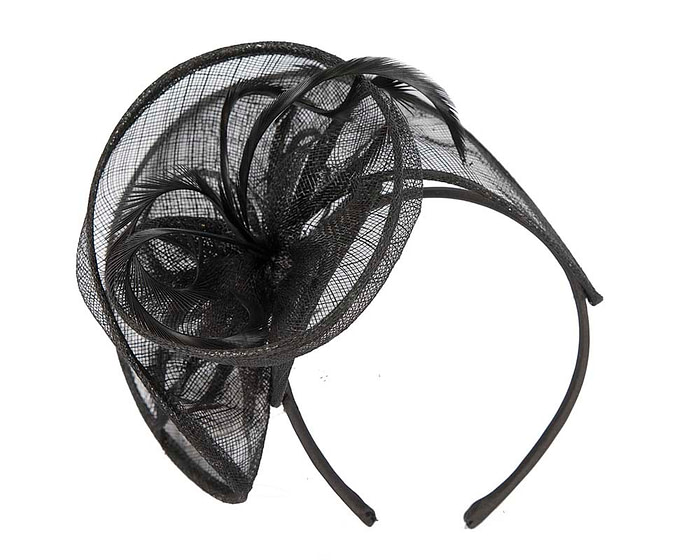 Stylish black sinamay fascinator by Max Alexander - Hats From OZ