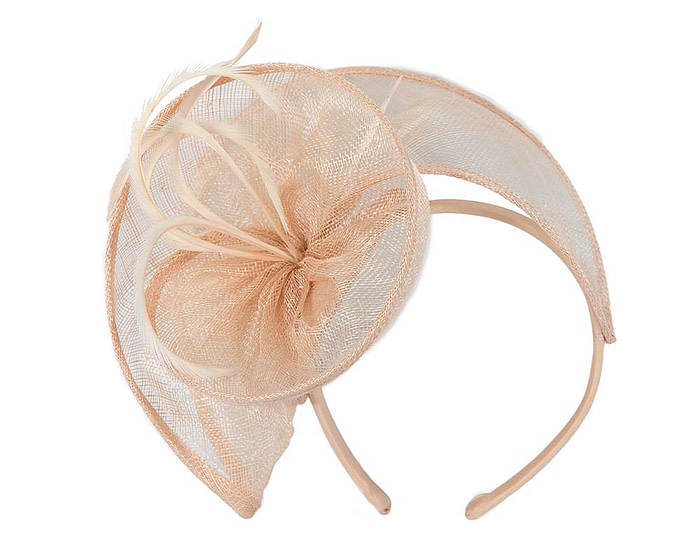 Stylish nude sinamay fascinator by Max Alexander - Hats From OZ