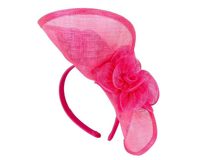 Tall fuchsia sinamay fascinator by Max Alexander - Hats From OZ