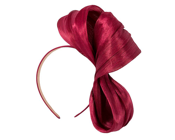 Exclusive burgundy wine silk abaca bow by Fillies Collection - Hats From OZ