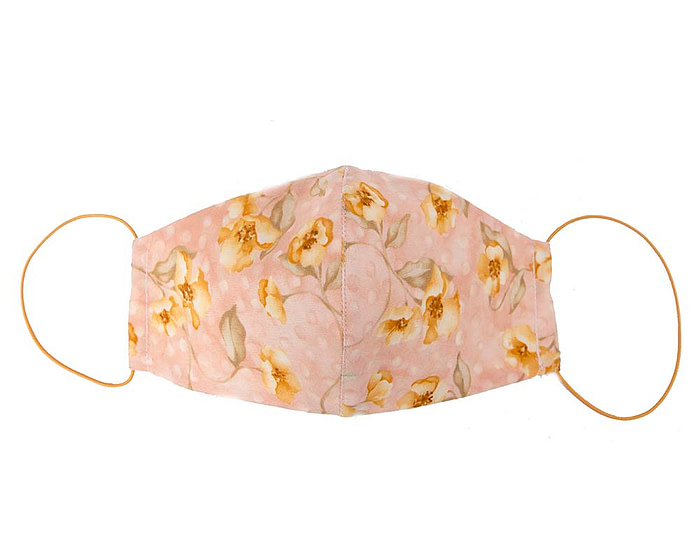 Comfortable re-usable cotton face mask orange flowers - Hats From OZ