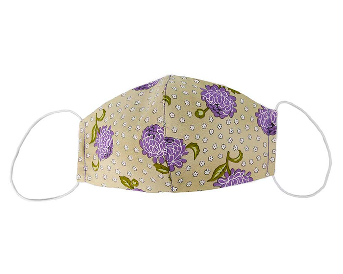 Comfortable re-usable cotton face mask purple flowers - Hats From OZ
