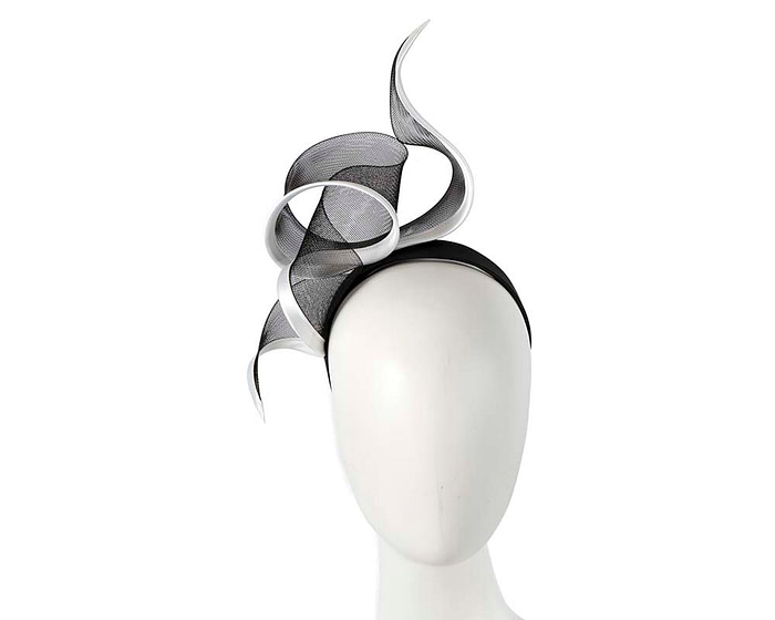 Sculptured black & white racing fascinator by Fillies Collection - Hats From OZ