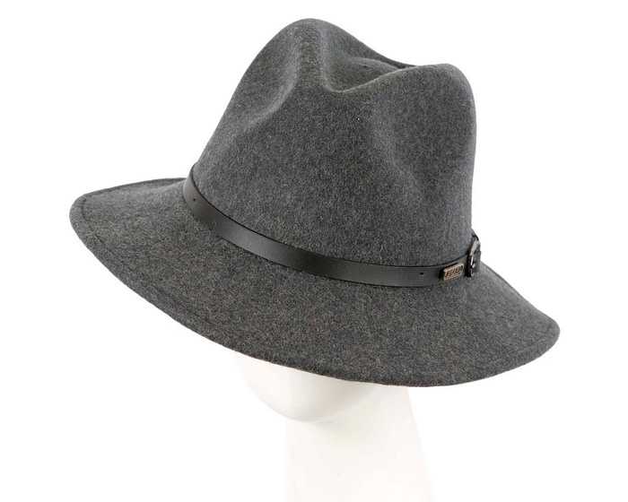 Unisex Grey Fedora Felt Wide Brim Foldable Hat - Hats From OZ